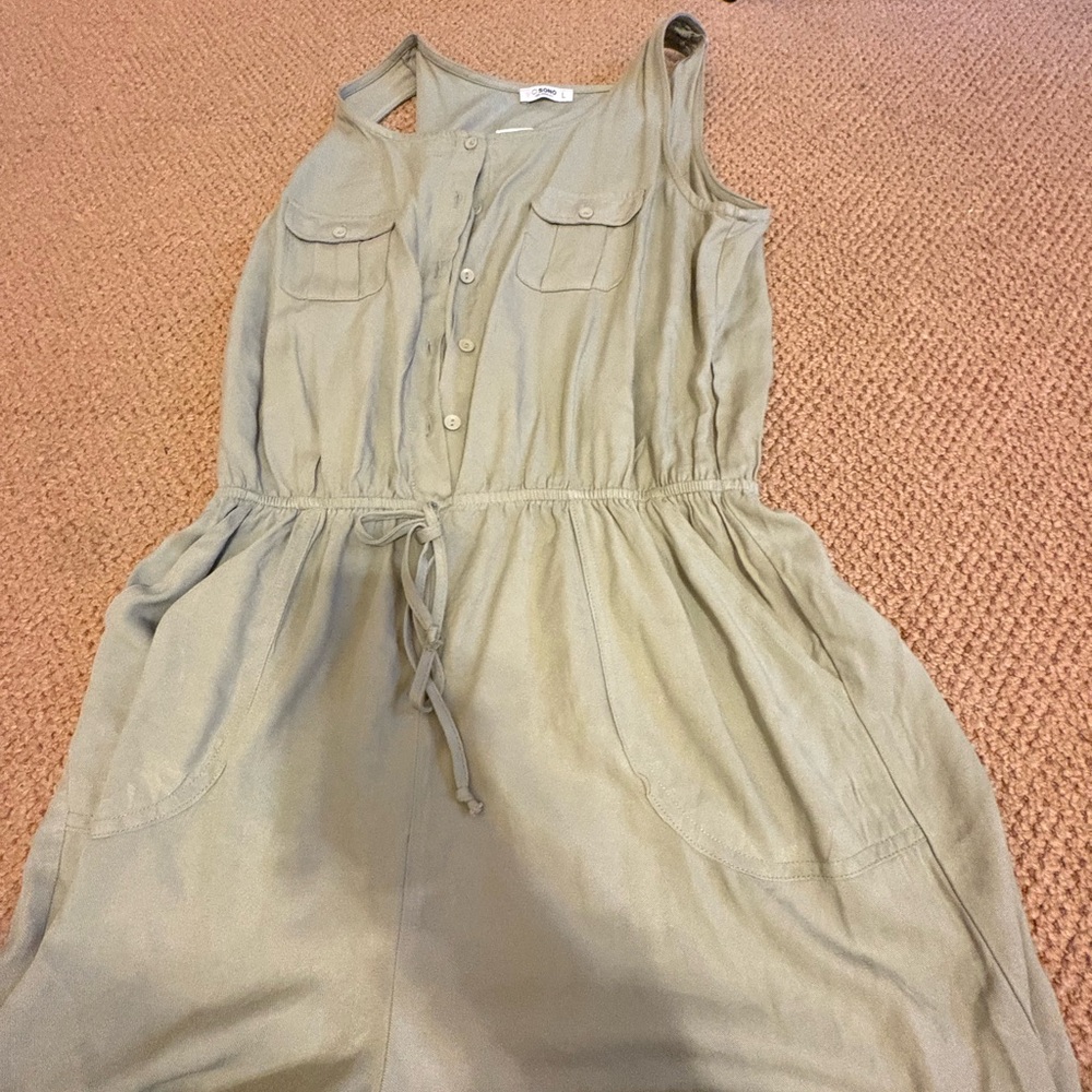 Casual Sage Green Romper